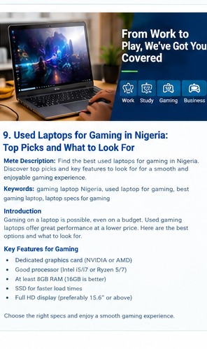 Used Laptops for Gaming in Nigeria: What to Look For